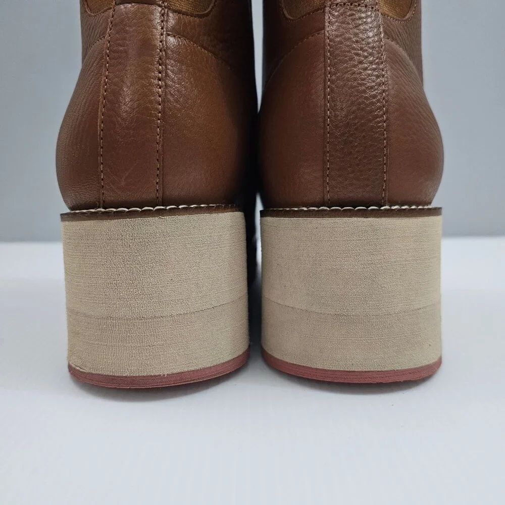Cole Haan Zerogrand City Ankle Boot Womens 11 Tan Leather Waterproof Wedge